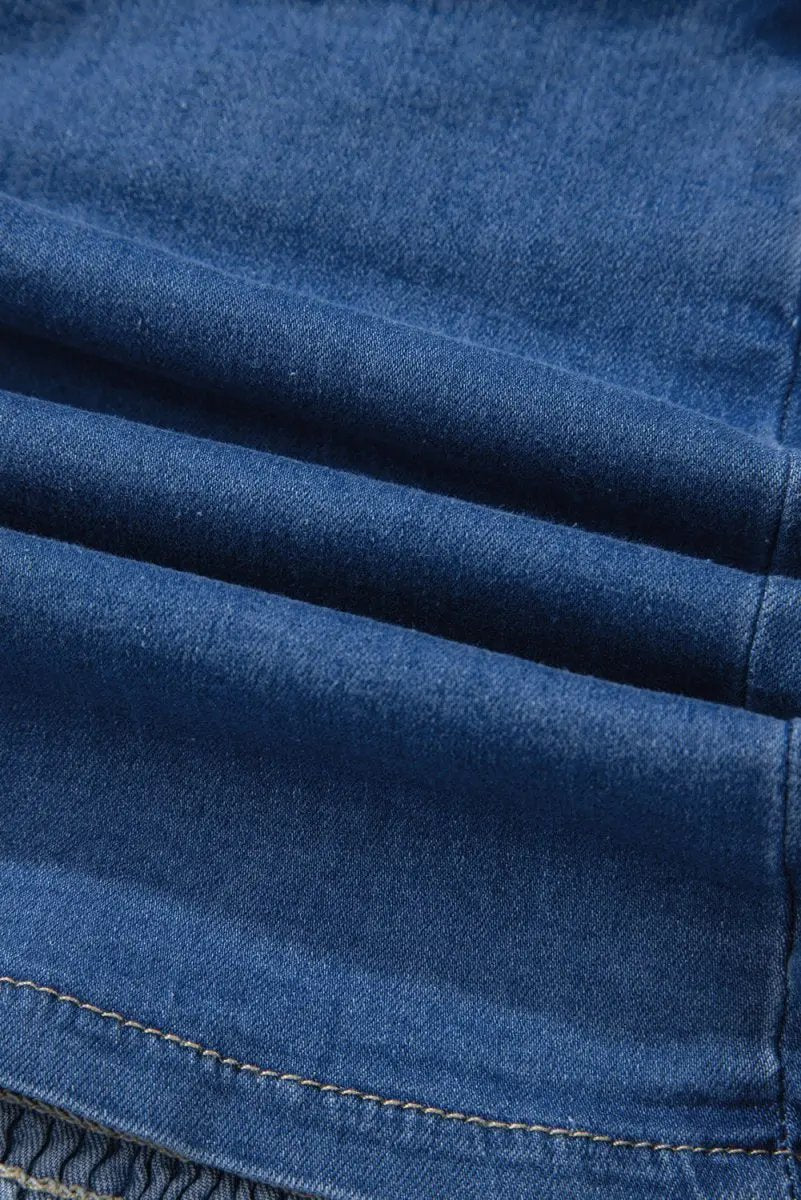 Sail Blue Vintage Bow Front Smocked Back Denim Tube Top - Love Salve